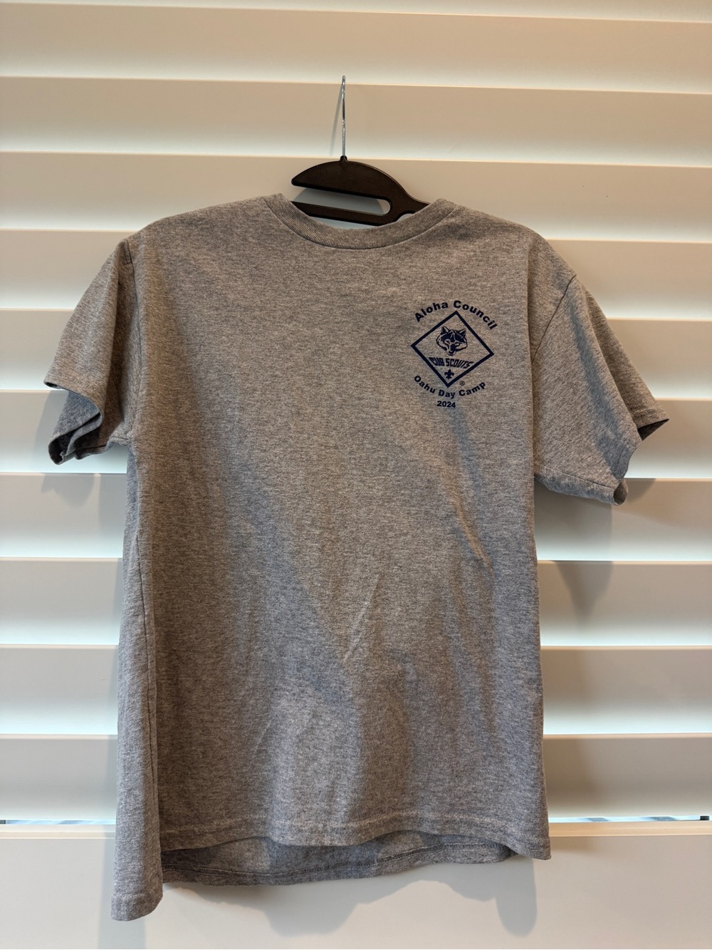 Youth Large 14-16x Gray Short Sleeve Aloha Council Cub ScoutT‑Shirt 100% cotton